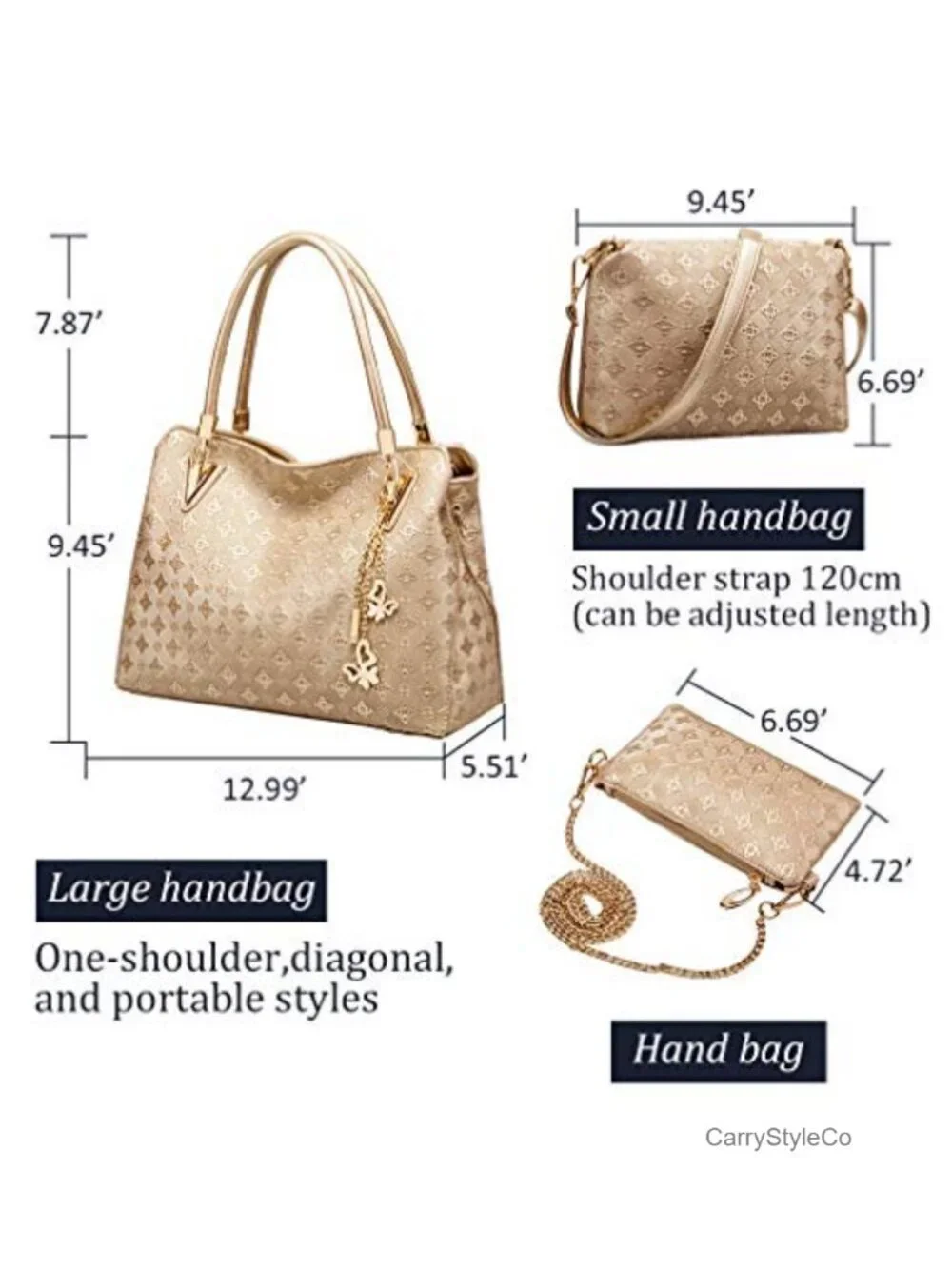 4 Piece PU Leather Handbag Set Tote Shoulder Bag Wallet Card Holder